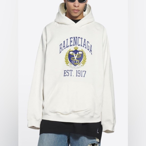 Balenciaga EST 1917 College Wide Fit Hoodie Unisex - Picture 1 of 16